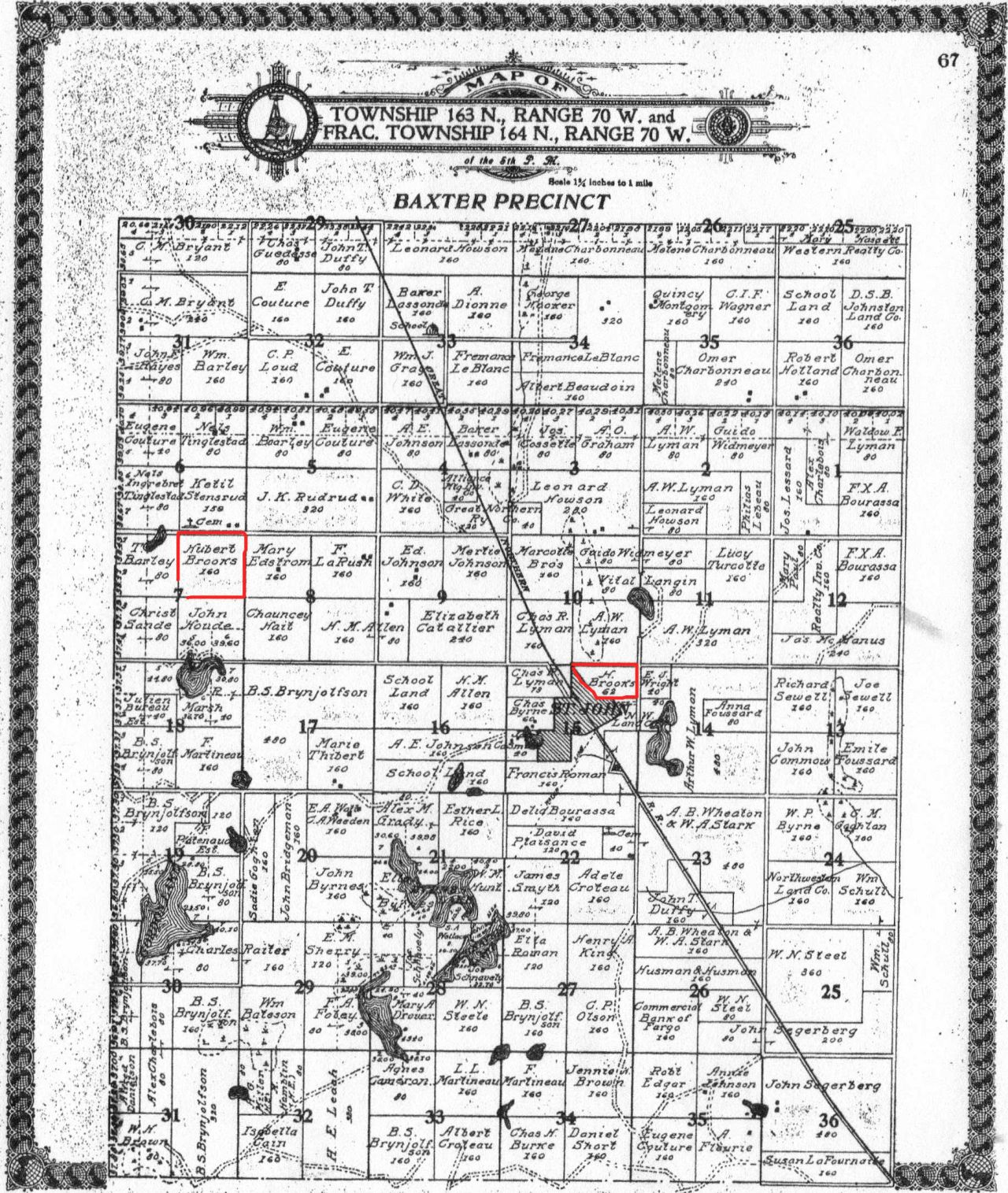 Image 2 1910 LAND OWNERSHIP MAP ROLETTE, NORTH DAKOTA